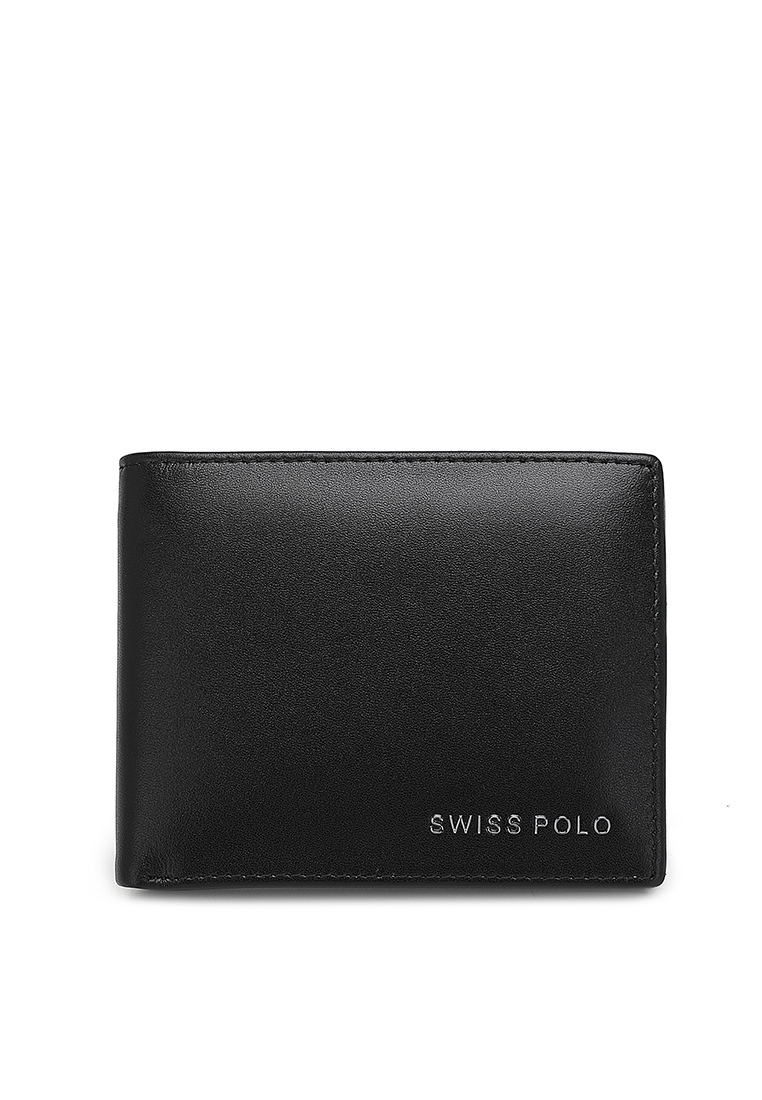 Swiss Polo Men's Genuine Leather RFID Blocking Fortune Wallet (Genuine 皮革 RFID 皮夾) - 黑色