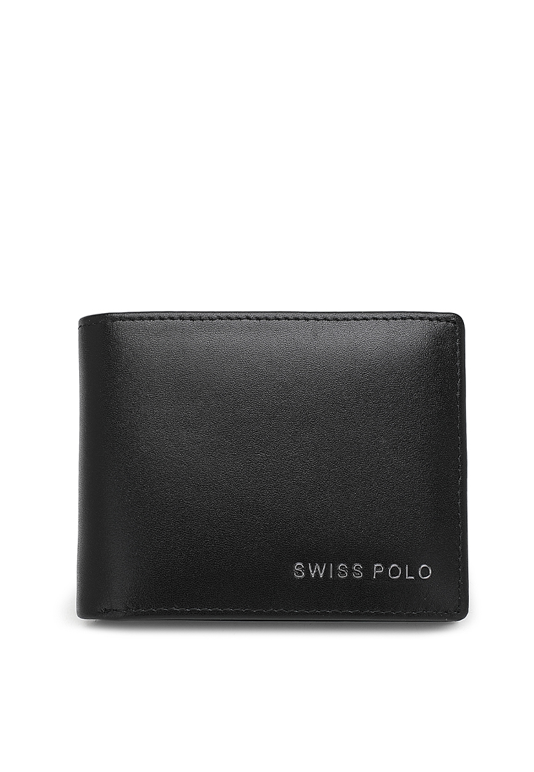 Swiss Polo Men's Genuine Leather RFID Blocking Fortune Wallet (Genuine 皮革 RFID 皮夾) - 黑色