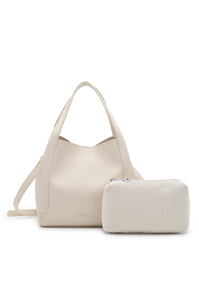 Swiss Polo 2-In-1 Top Handle Bag Sling Bag & Zipper Pouch (二合一 手拿包 & 皮夾) - 白色