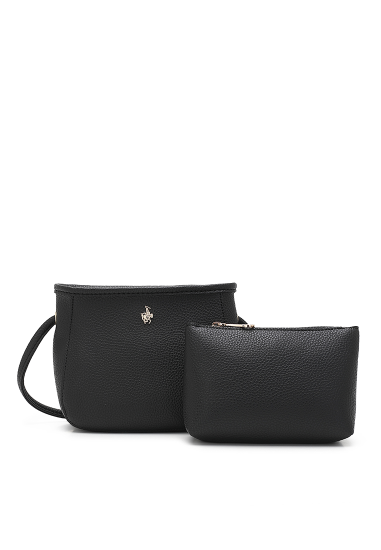 Swiss Polo 2-In-1 Sling Bag & Zipper Pouch (二合一 斜背包 & 皮夾) - 黑色