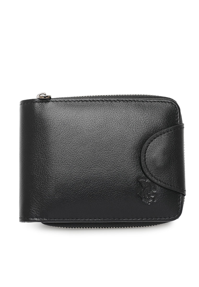 Swiss Polo Men's Genuine Leather Zipper Wallet (皮革拉鍊皮夾) - 黑色