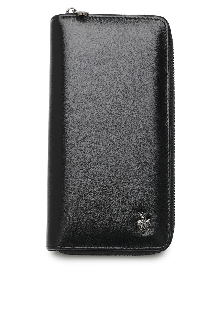Swiss Polo Men's Genuine Leather Zipper Long Wallet (皮革拉鍊皮夾) - 黑色