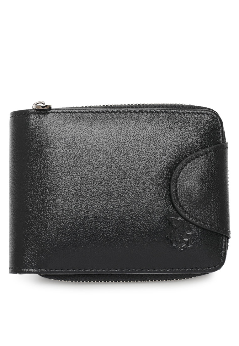 Swiss Polo Men's Genuine Leather Zipper Wallet (皮革拉鍊皮夾) - 黑色