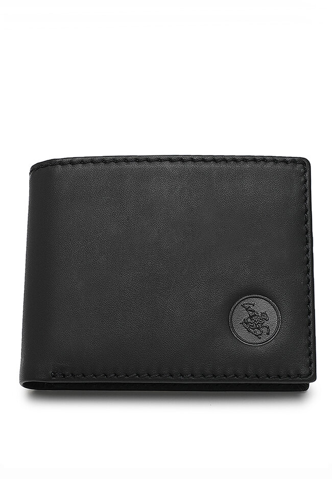 Swiss Polo Men's Genuine Leather RFID Short Wallet (皮革短皮夾) - 黑色