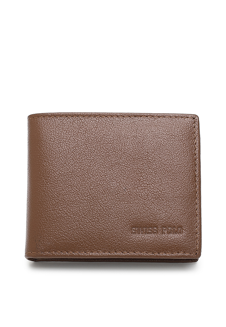 Swiss Polo Leather RFID Bi-Fold Short Wallet (皮革皮夾) - 褐色