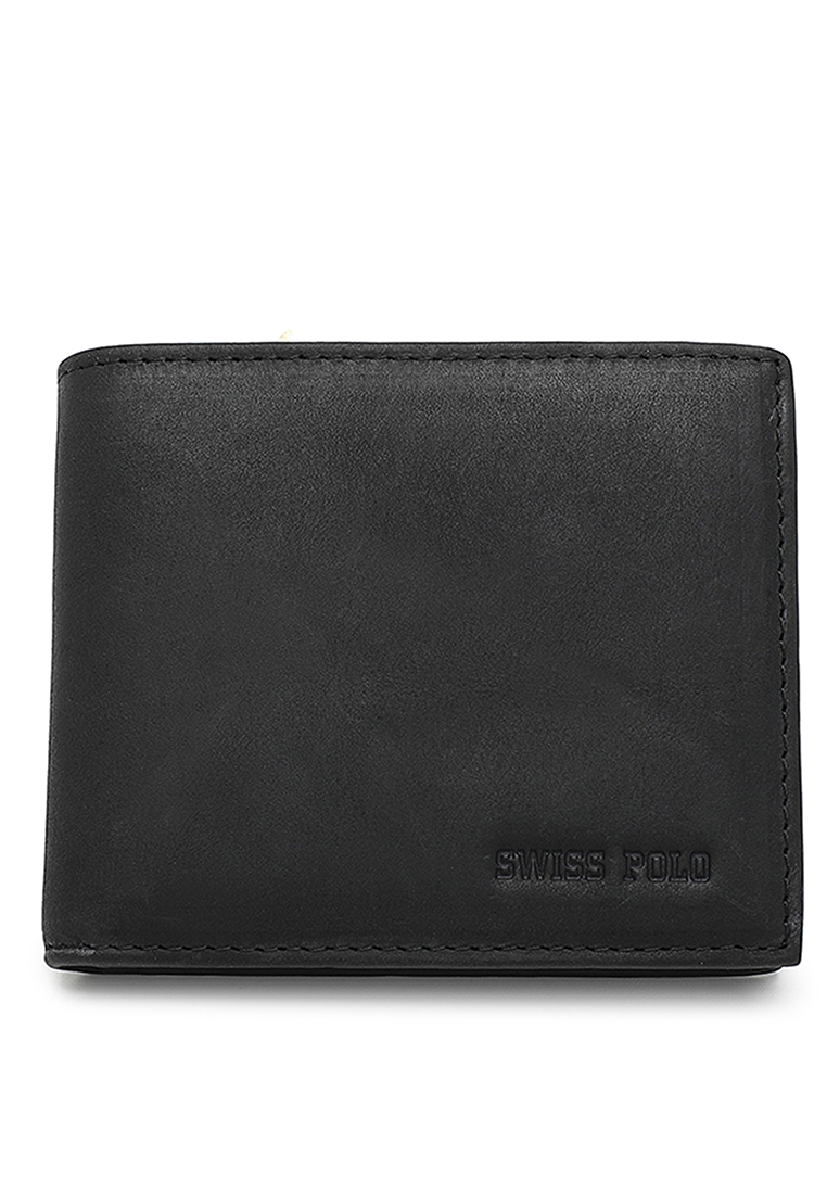 Swiss Polo Leather RFID Bi-Fold Short Wallet (皮革皮夾) - 黑色