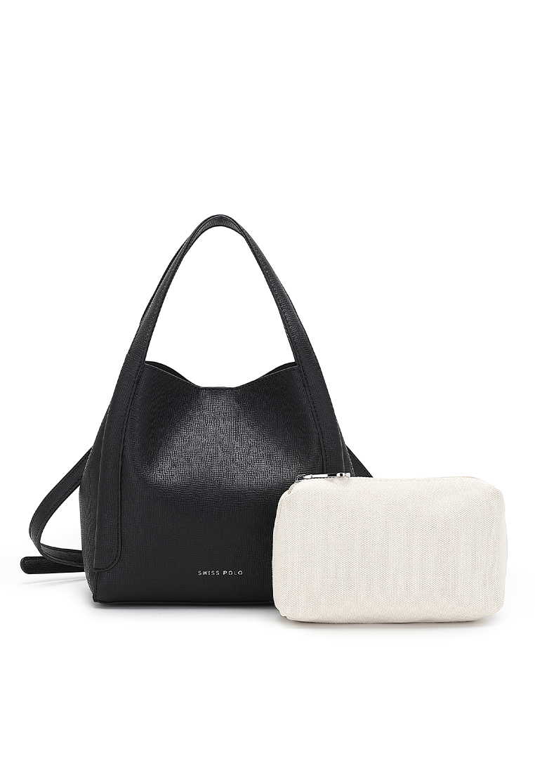 Swiss Polo 2-In-1 Top Handle Bag Sling Bag & Zipper Pouch (二合一 手拿包 & 皮夾) - 黑色
