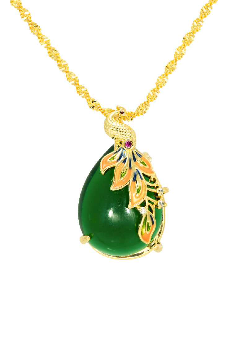 The Antecedent Store Emerald Peacock Necklace
