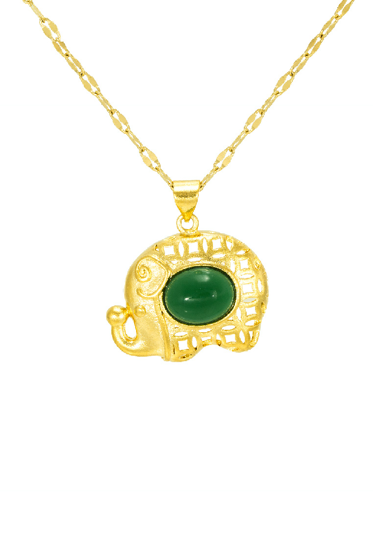 The Antecedent Store Elephant Emerald Green Necklace