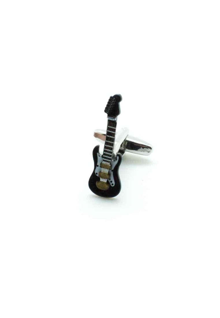 The Shirt Bar Black Electric Guitar with White and Gold Details Cufflink