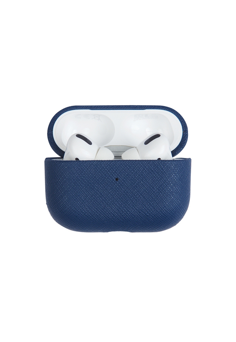 THEIMPRINT SAFFIANO LEATHER AIRPOD PRO 2 CASE - NAVY