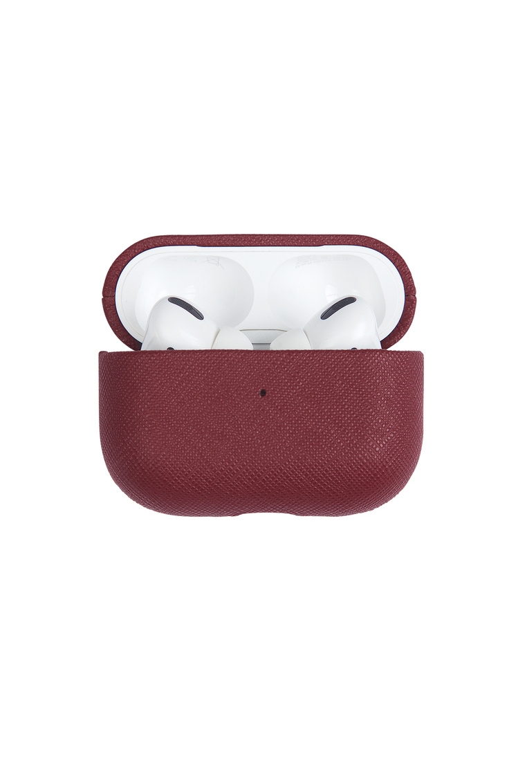 THEIMPRINT SAFFIANO LEATHER AIRPOD PRO 2 CASE - BURGUNDY