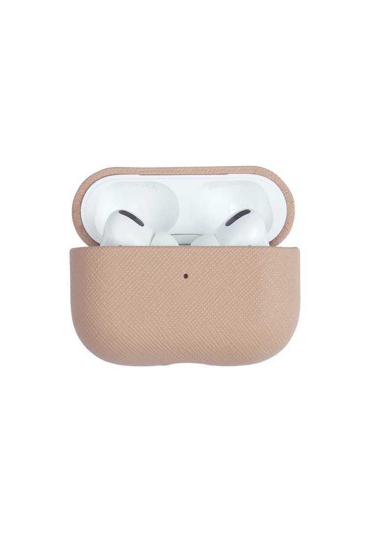 THEIMPRINT SAFFIANO LEATHER AIRPOD PRO 2 CASE - NUDE