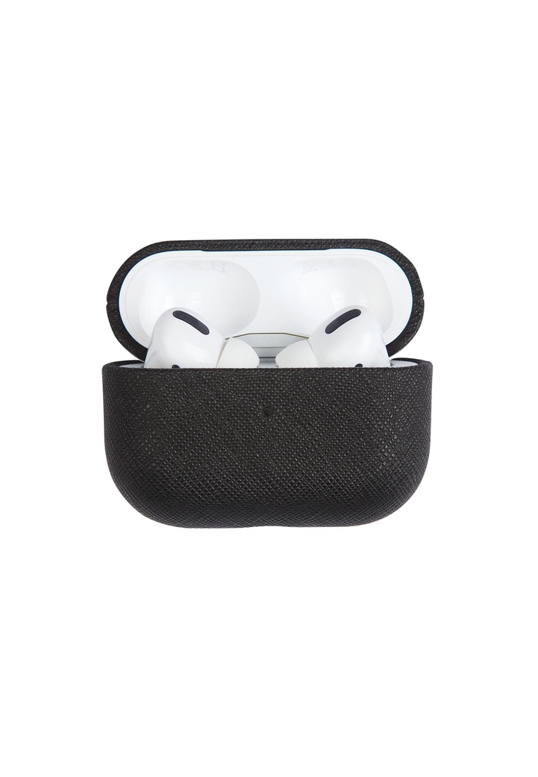 THEIMPRINT SAFFIANO LEATHER AIRPOD PRO 2 CASE - BLACK