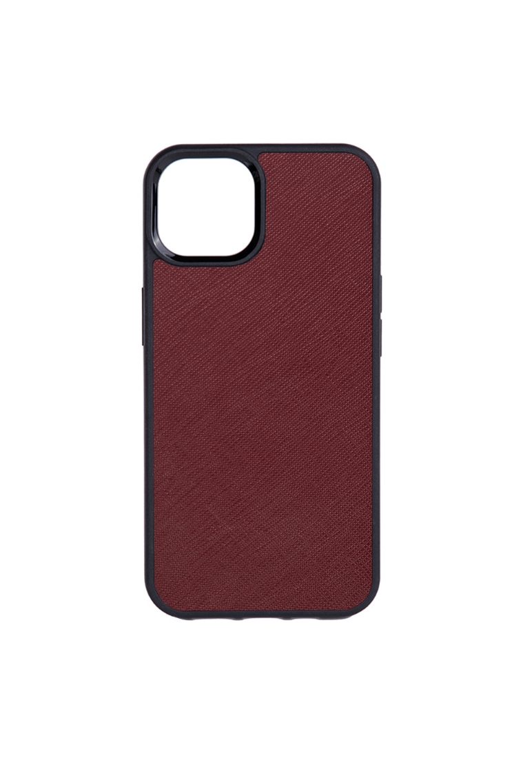 THEIMPRINT IPHONE 13 PRO SAFFIANO LEATHER PHONE CASE - BURGUNDY