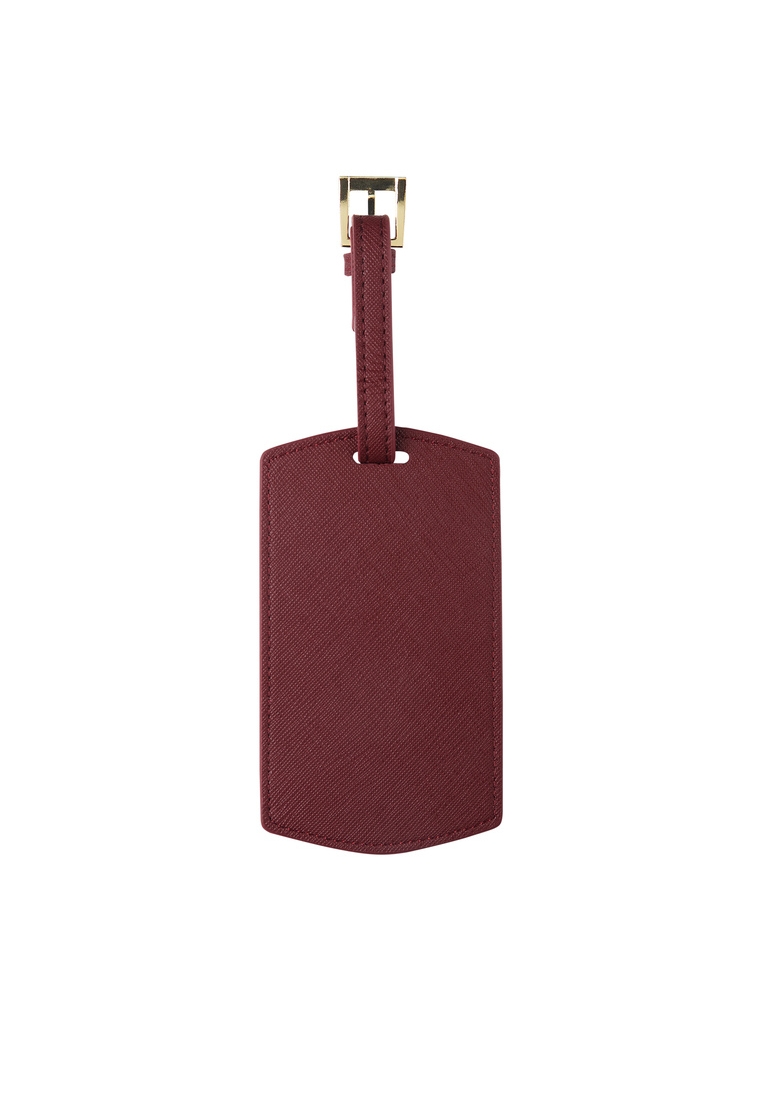 THEIMPRINT SAFFIANO LEATHER LUGGAGE TAG - BURGUNDY