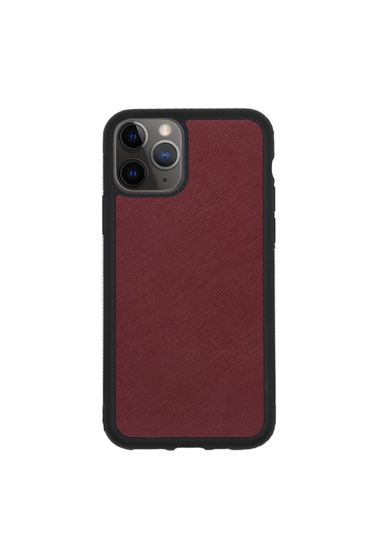 THEIMPRINT IPHONE 12 PRO MAX SAFFIANO LEATHER PHONE CASE - BURGUNDY