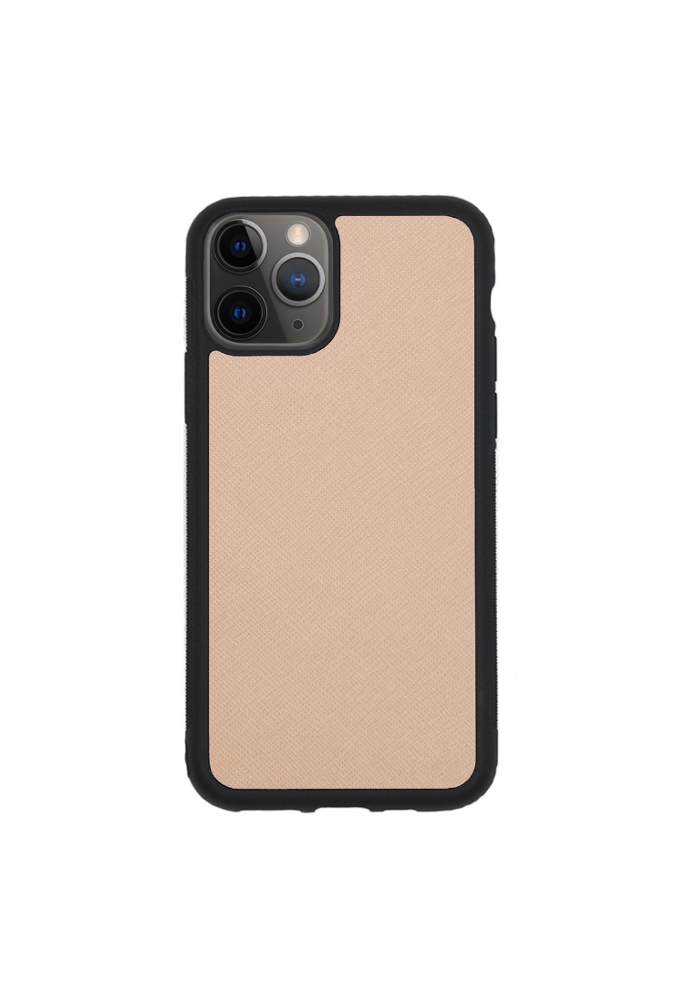 THEIMPRINT IPHONE 12 PRO MAX SAFFIANO LEATHER PHONE CASE - NUDE