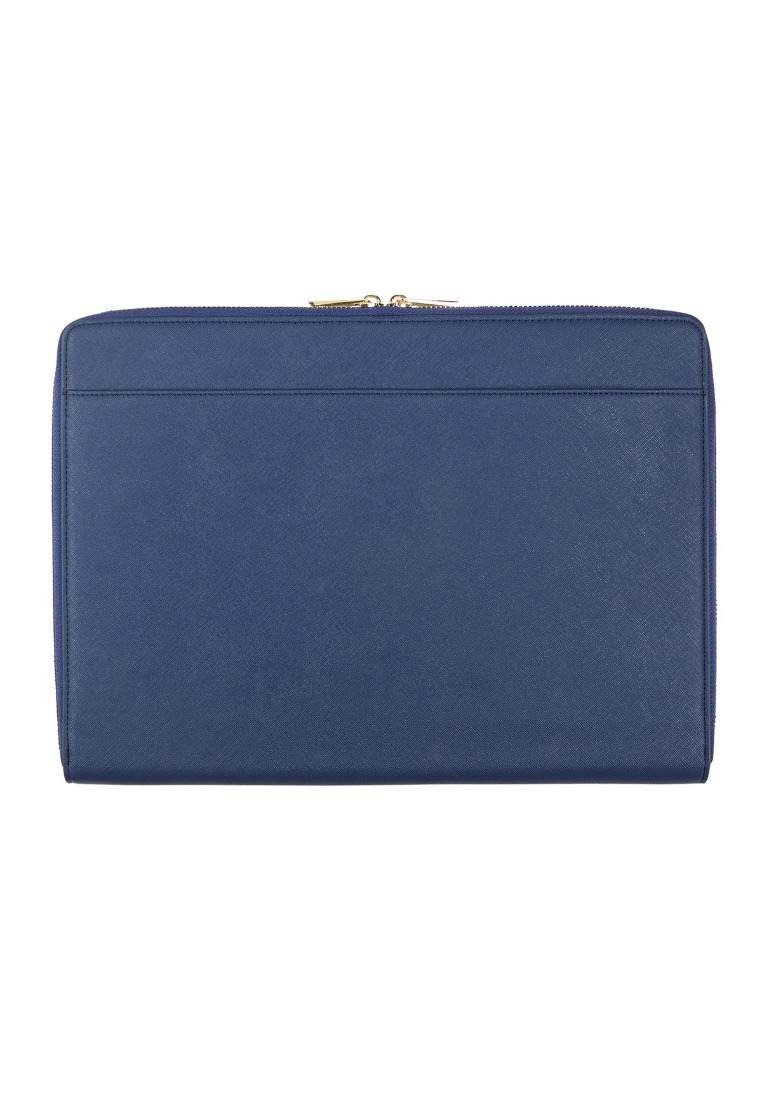 THEIMPRINT SAFFIANO LEATHER 14-INCH LAPTOP SLEEVE - NAVY