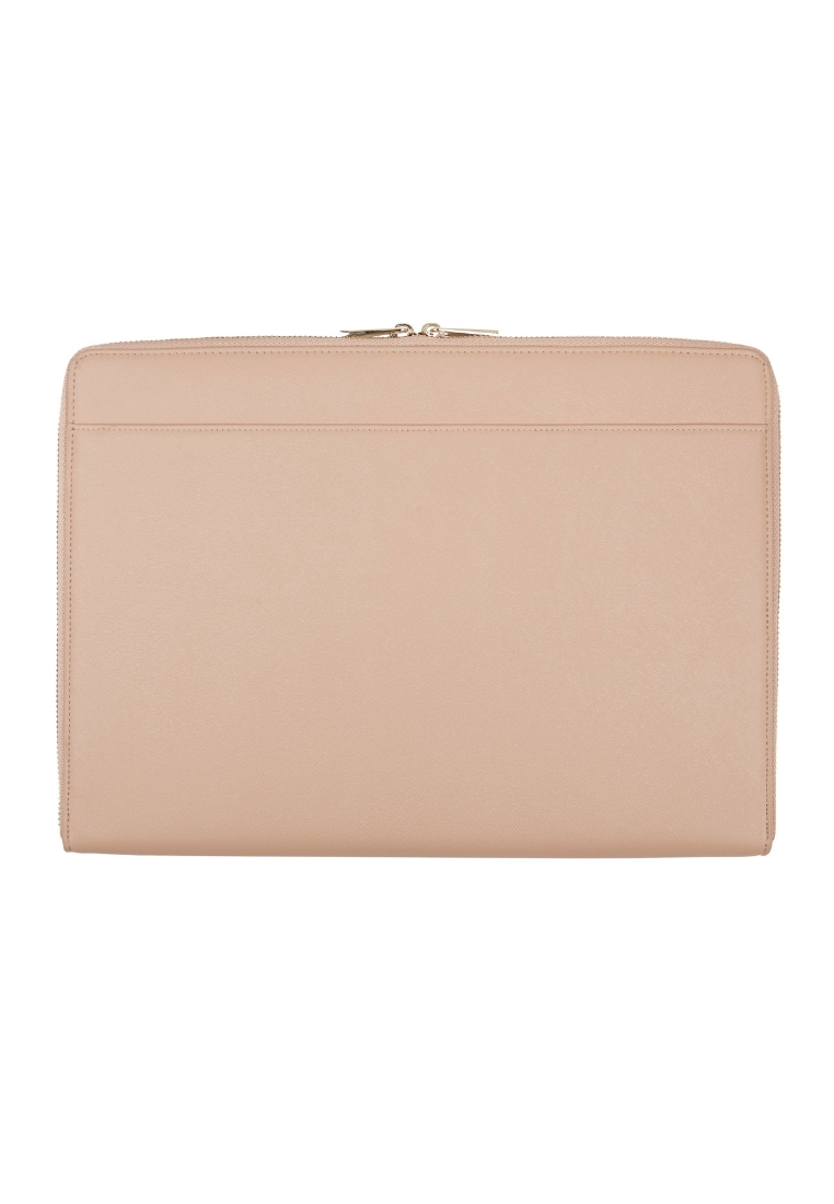 THEIMPRINT SAFFIANO LEATHER 14-INCH LAPTOP SLEEVE - NUDE