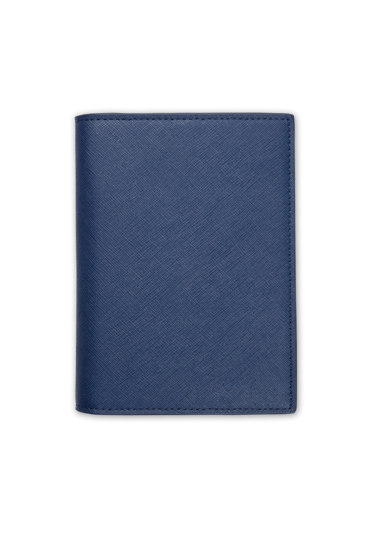 THEIMPRINT SAFFIANO LEATHER PASSPORT COVER - NAVY