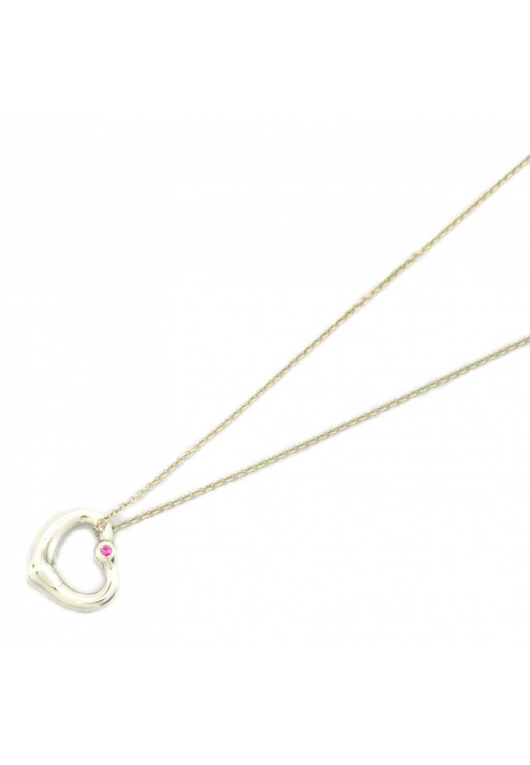 二奢 Pre-loved Tiffany & Co open heart pink sapphire pendant necklace 925 Silver pink sapphire pink