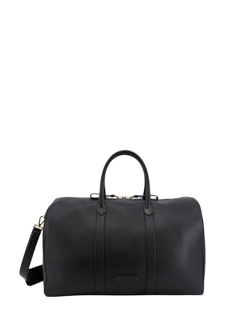 Tom Ford Leather duffle bag with frontal logo patch - TOM FORD - Black
