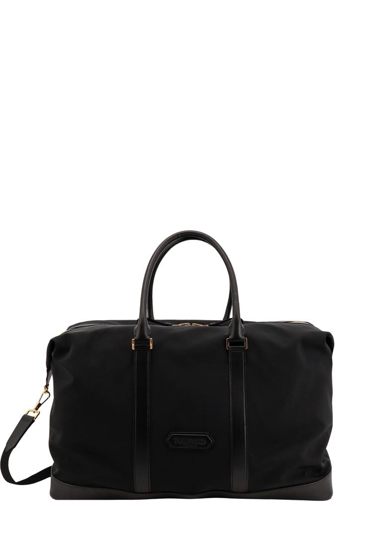 Tom Ford Recycled nylon duffle bag with frontal logo patch - TOM FORD - Black