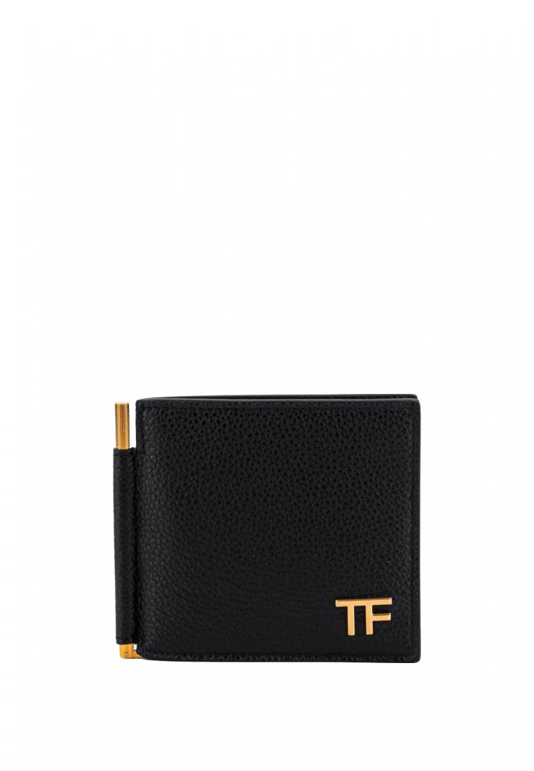 Tom Ford Leather card holder with frontal monogram - TOM FORD - Black