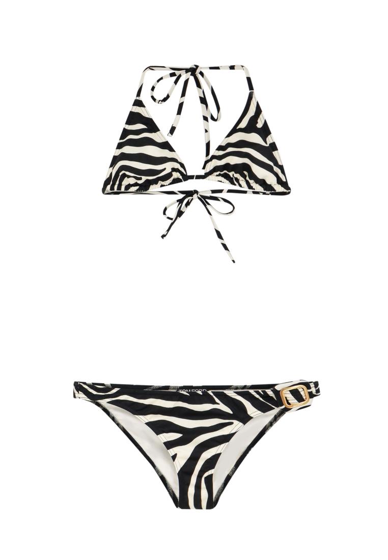 Tom Ford Lycra bikini with zebra-striped print - TOM FORD - White