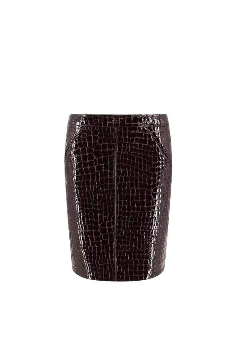 Tom Ford Glossy Croco goat leather skirt - TOM FORD - Brown