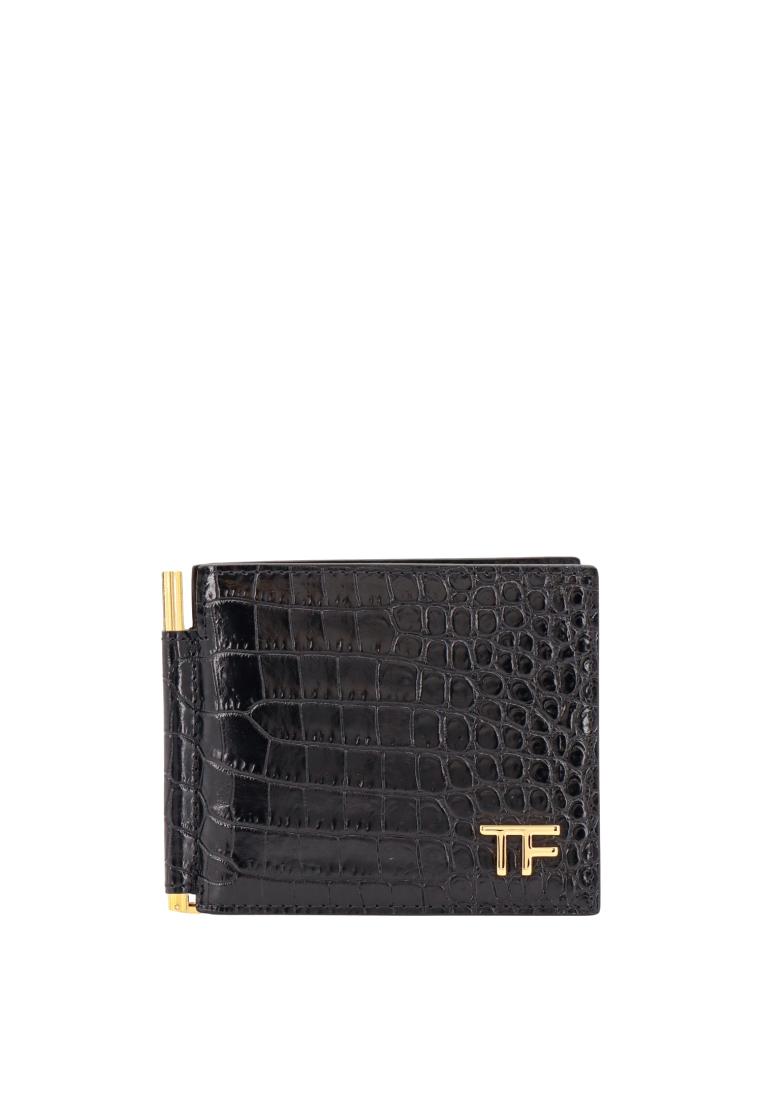Tom Ford Leather card holder with animalier effect - TOM FORD - Black