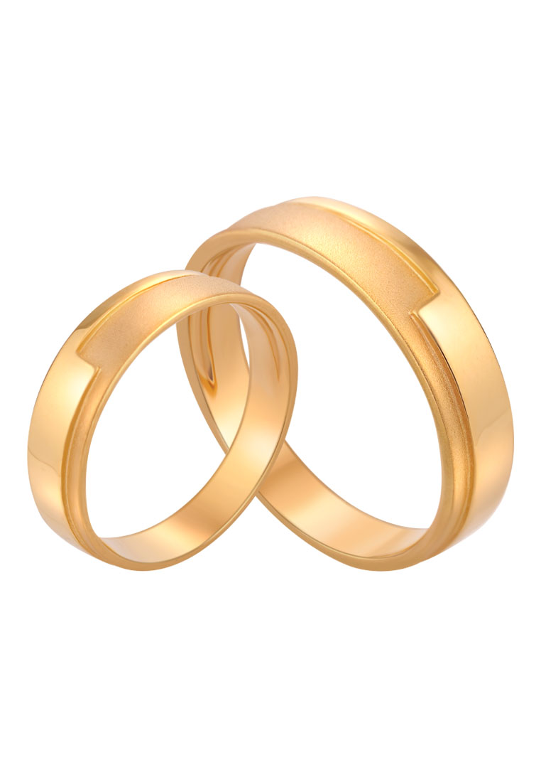 TOMEI Perfect Match Couple Rings, Yellow Gold 916 (XD-YG0319R-F-1C)