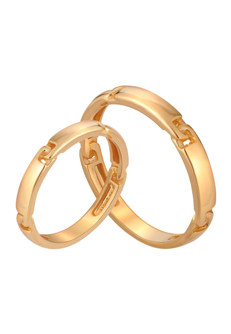 TOMEI Eternal Love Couple Rings, Yellow Gold 916 (XD-YG0680R-M-1C)