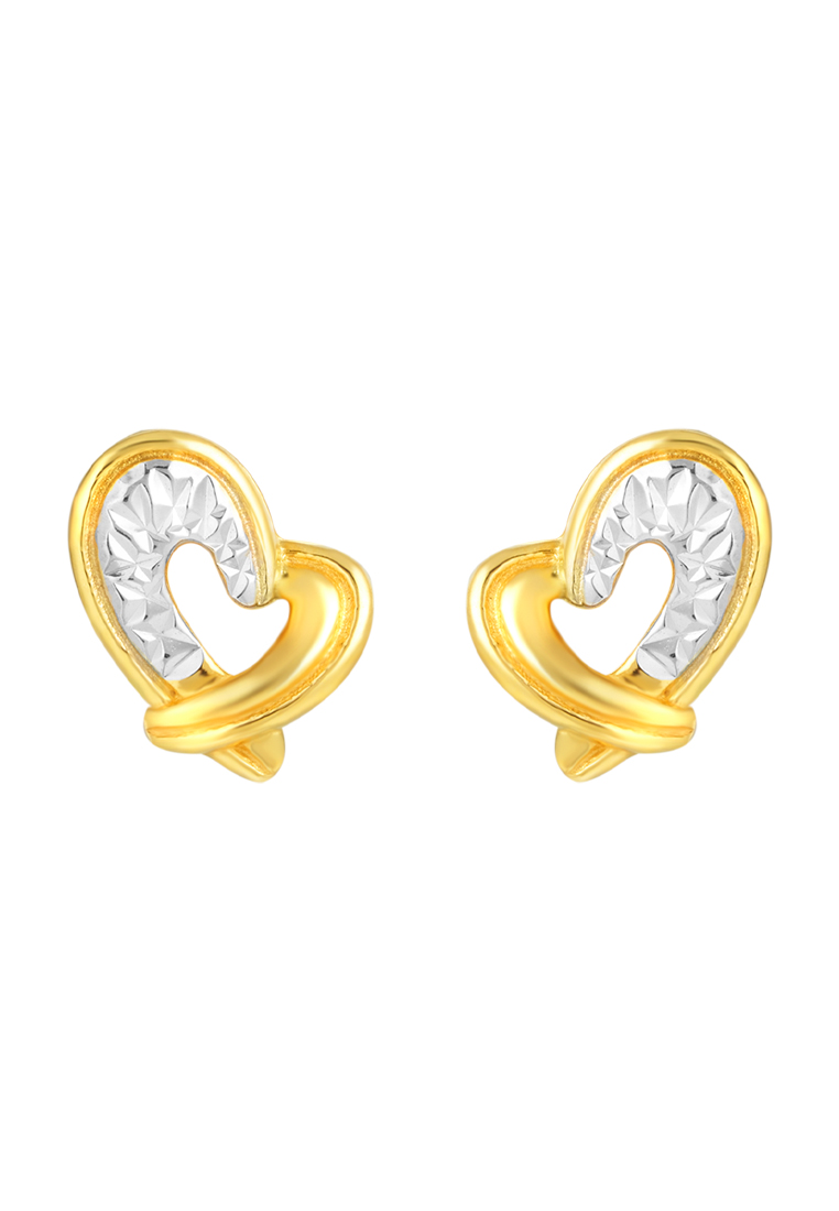 TOMEI Dual-Tone Heart Shape Earrings, Yellow Gold 916