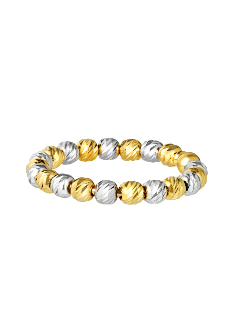 TOMEI Dual-Tone Full Circle Beads Ring, Yellow Gold 916