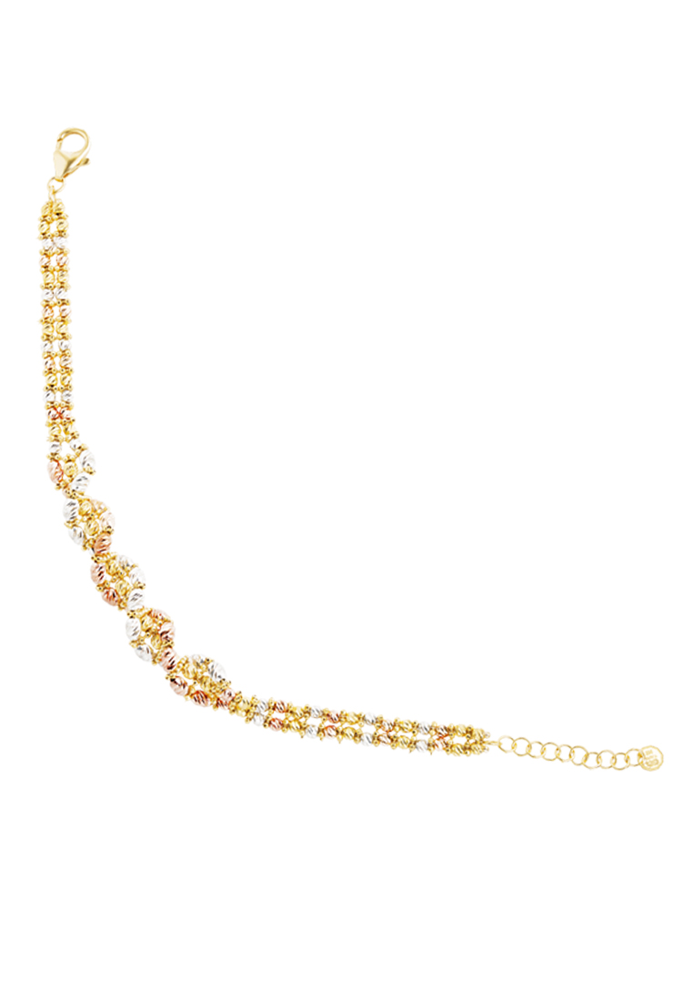 TOMEI Lusso Italia Tri-Tone Spiral Beads Bracelet, Yellow Gold 916