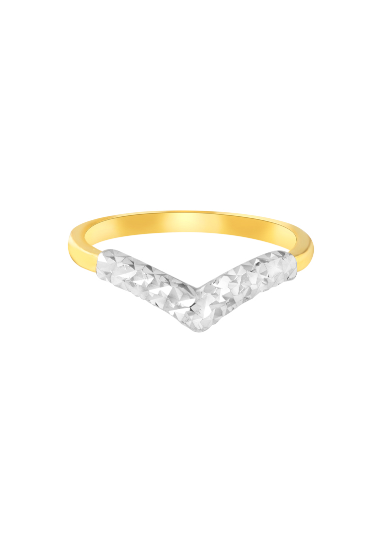 TOMEI Dual-Tone V Trending Ring, Yellow Gold 916