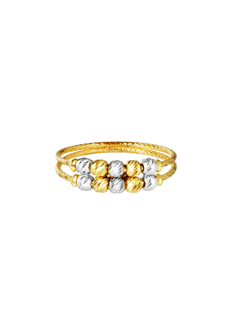 TOMEI Dual-Tone Double String Beads Ring, Yellow Gold 916