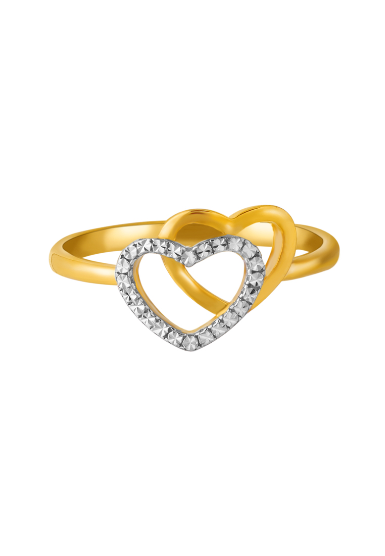 TOMEI Dual-Tone Dwi-Hearts Ring, Yellow Gold 916