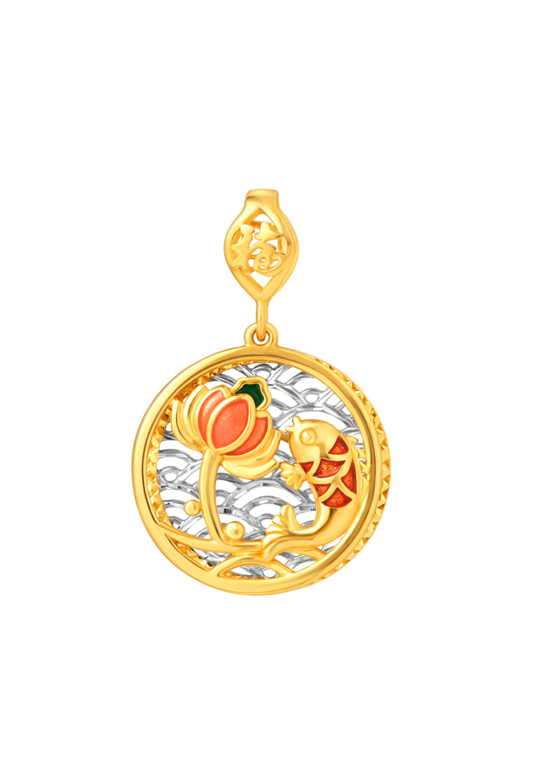 TOMEI Lucky Carp in the Water Pendant, Yellow Gold 916