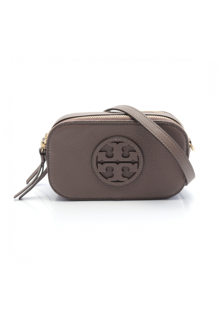 Tory Burch 二奢 Pre-loved TORY BURCH MILLER MINI CROSSBODY BAG mirror Shoulder bag leather Gray beige