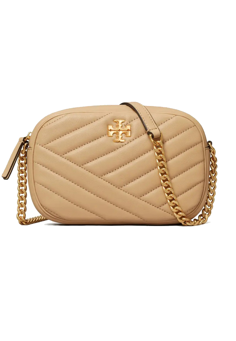 TORY BURCH KIRA CHEVRON TASSEL SMALL FLAP SHOULDER BAG DUSTY ALMOND 90458