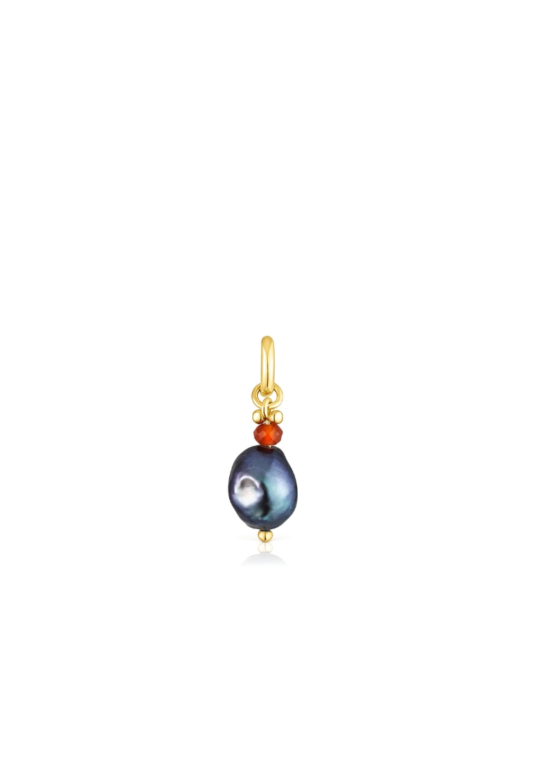 TOUS Virtual Garden Silver Vermeil Pendant with Cultured Pearl and Cornelian