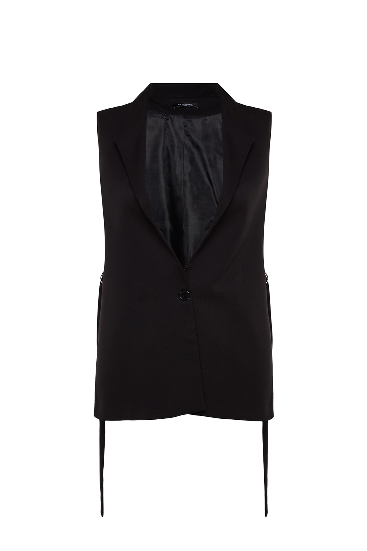 Trendyol Plus Size Black Woven Tie Detailed Vest