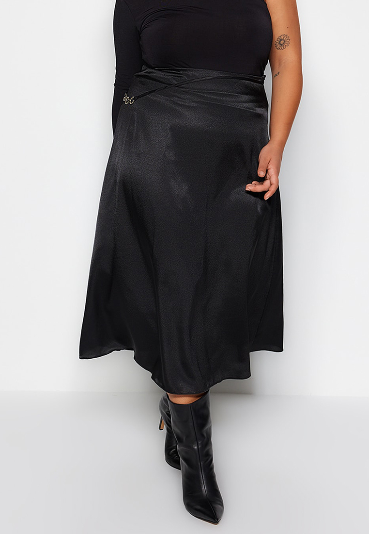 Trendyol Plus Size Plain Midi Skirt