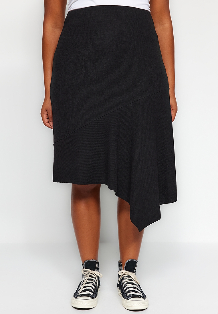 Trendyol Plus Size Asymmetrical Midi Skirt