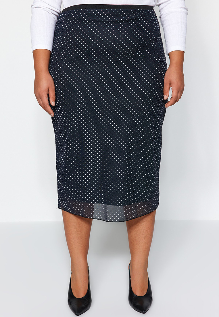 Trendyol Plus Size Print Midi Skirt