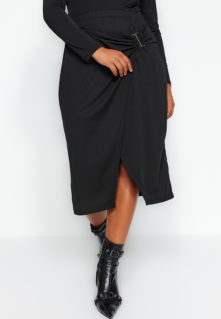 Trendyol Plus Size Plain Midi Skirt