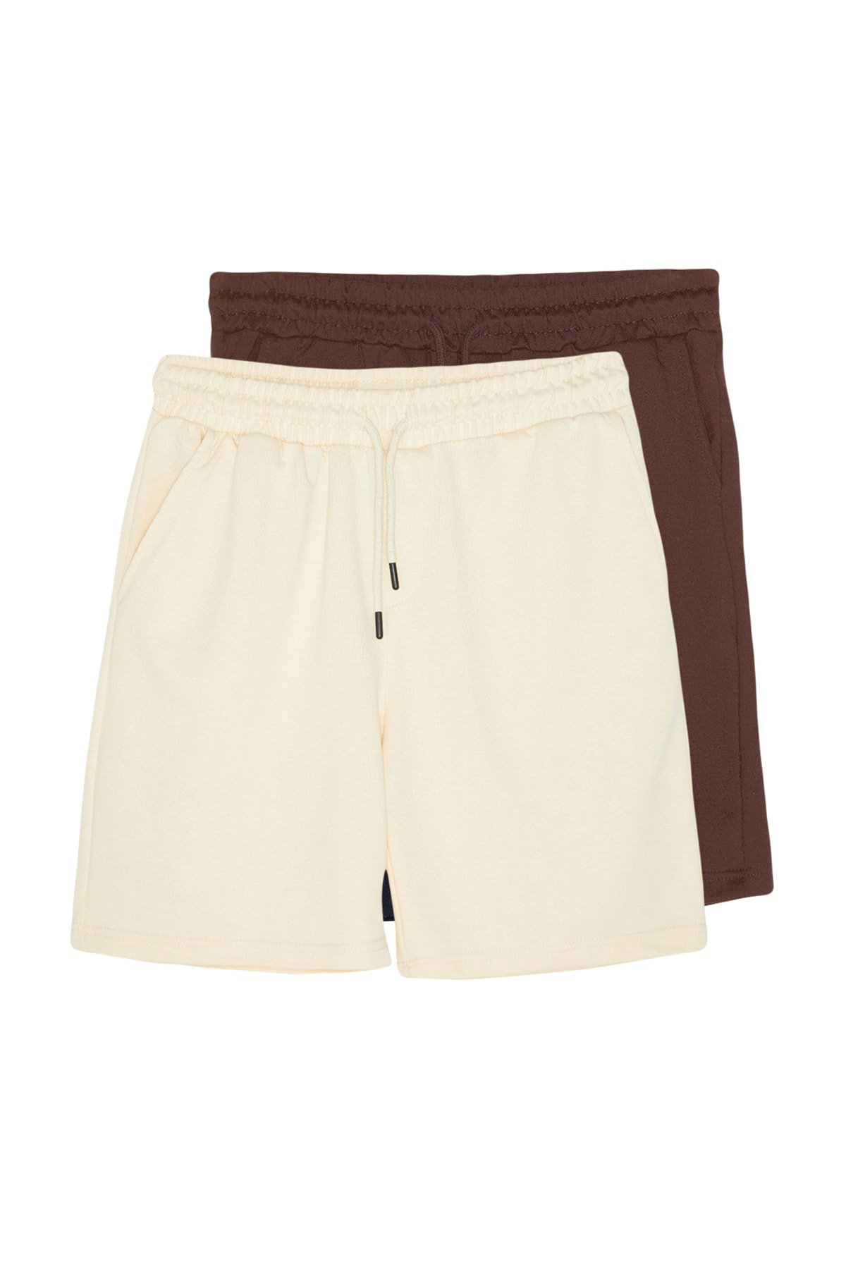 Trendyol Brown-Stone Men's Basic Regular/Normal Cut Straight 2-Pack Shorts.